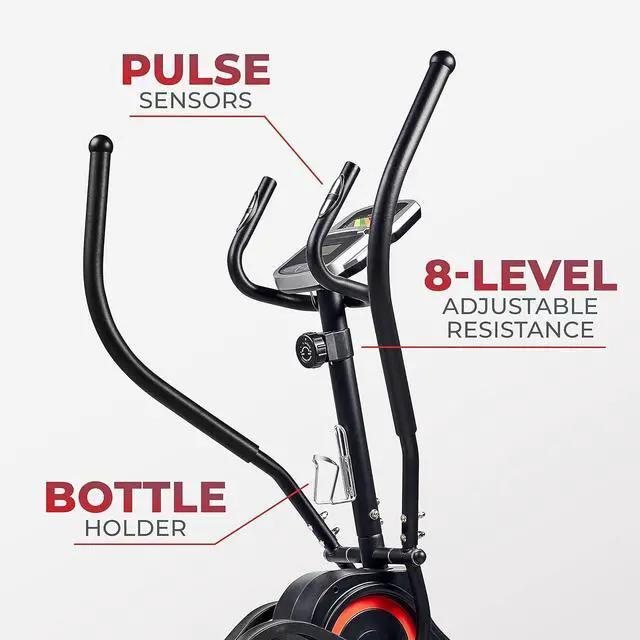 Alt view image 3 of 7 - Sunny Health & Fitness Cardio Climber Stepping Elliptical Exercise Machine for Home with 8 Levels of Magnetic Resistance, Performance Monitor, Full Body Workout
