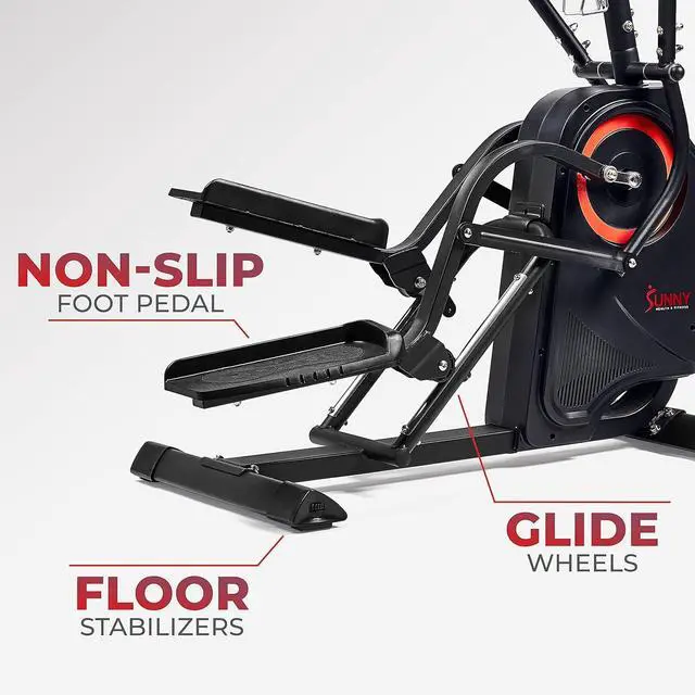 Alt view image 4 of 7 - Sunny Health & Fitness Cardio Climber Stepping Elliptical Exercise Machine for Home with 8 Levels of Magnetic Resistance, Performance Monitor, Full Body Workout