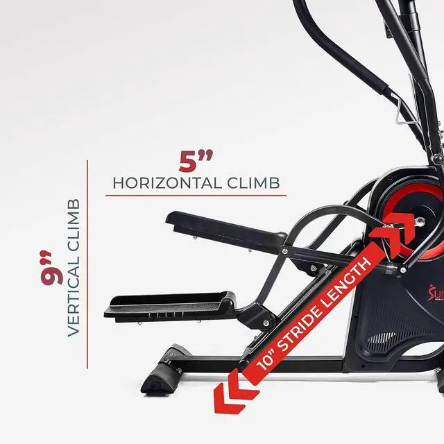 Alt view image 6 of 7 - Sunny Health & Fitness Cardio Climber Stepping Elliptical Exercise Machine for Home with 8 Levels of Magnetic Resistance, Performance Monitor, Full Body Workout