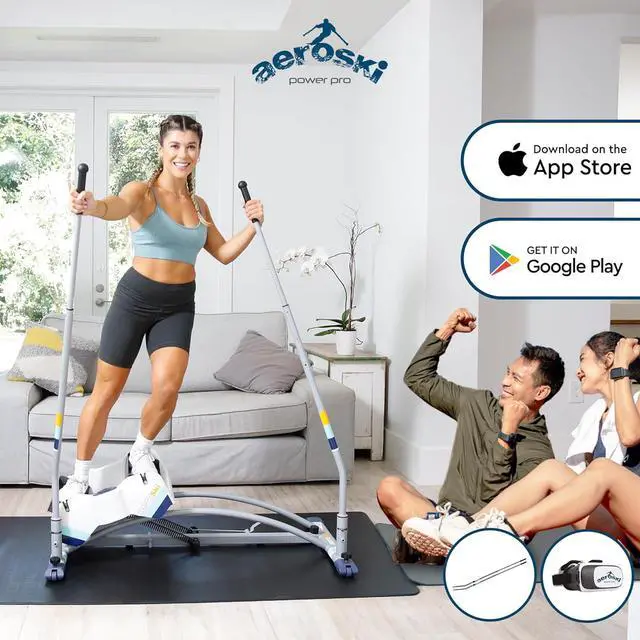 Alt view image 3 of 7 - Aeroski Ski Simulator Workout Machine w/ Recoil Spring Resistance, 2 Poles & VR Goggles - Low Impact Elliptical Exercise Equipment for Home and Gym