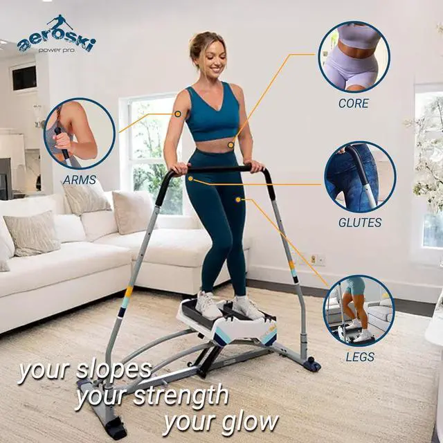 Alt view image 5 of 7 - Aeroski Ski Simulator Workout Machine w/ Recoil Spring Resistance, 2 Poles & VR Goggles - Low Impact Elliptical Exercise Equipment for Home and Gym