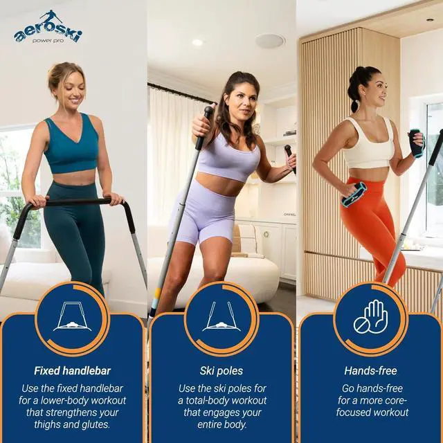 Alt view image 7 of 7 - Aeroski Ski Simulator Workout Machine w/ Recoil Spring Resistance, 2 Poles & VR Goggles - Low Impact Elliptical Exercise Equipment for Home and Gym