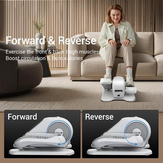 Alt view image 4 of 7 - Under Desk Elliptical Machine, Ellipse Leg Exerciser for Seniors, Quiet & Portable Electric Seated Eclipse Exercise Training Machine with Remote, 12 Speeds & Mute Function, Manual & Auto Mode