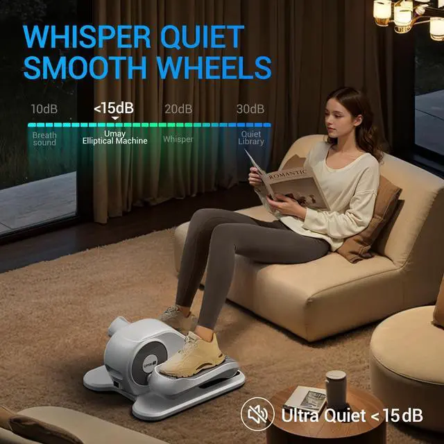 Alt view image 5 of 7 - Under Desk Elliptical Machine, Ellipse Leg Exerciser for Seniors, Quiet & Portable Electric Seated Eclipse Exercise Training Machine with Remote, 12 Speeds & Mute Function, Manual & Auto Mode