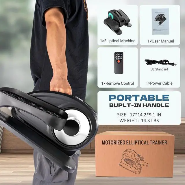 Alt view image 7 of 7 - Under Desk Elliptical Machine/Portable Elliptical Ellipse Leg Exerciser for Seniors/Quiet Electric Foot Pedal Exerciser for Home with Remote Control