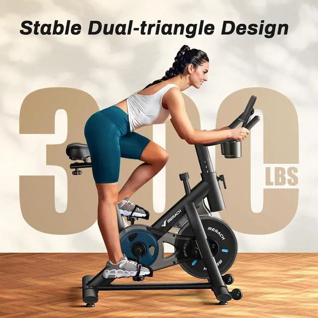 Alt view image 5 of 7 - MERACH Exercise Bike, Brake Pad Stationary Bike with Exclusive App, Low Noise Indoor Cycling Bike with 300lbs Weight Capacity, Tablet Mount and Fitness Courses for Weight Loss