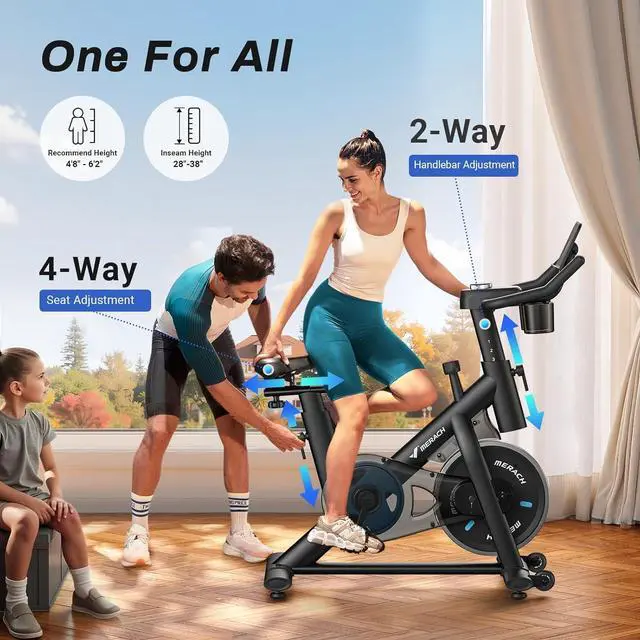 Alt view image 6 of 7 - MERACH Exercise Bike, Brake Pad Stationary Bike with Exclusive App, Low Noise Indoor Cycling Bike with 300lbs Weight Capacity, Tablet Mount and Fitness Courses for Weight Loss