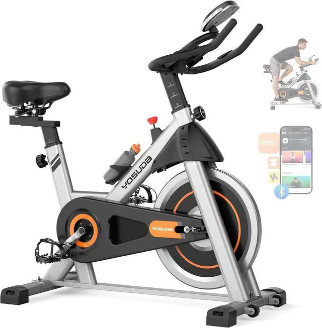 Main image of YOSUDA Exercise Bike, Brake Pad Stationary Bike for Home with Exclusive App, Magnetic Indoor Cycling Bike with 300 lb Weight Capacity, Low Noise, Tablet Holder and Fitness Courses for Weight Loss