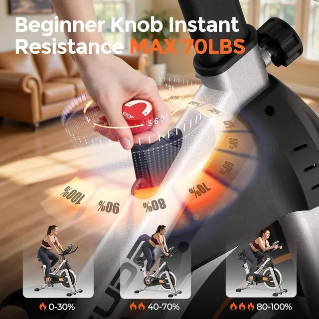 Alt view image 2 of 7 - YOSUDA Exercise Bike, Brake Pad Stationary Bike for Home with Exclusive App, Magnetic Indoor Cycling Bike with 300 lb Weight Capacity, Low Noise, Tablet Holder and Fitness Courses for Weight Loss