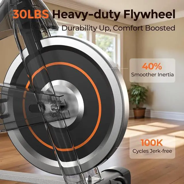 Alt view image 3 of 7 - YOSUDA Exercise Bike, Brake Pad Stationary Bike for Home with Exclusive App, Magnetic Indoor Cycling Bike with 300 lb Weight Capacity, Low Noise, Tablet Holder and Fitness Courses for Weight Loss