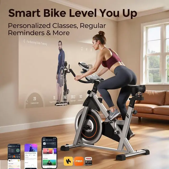 Alt view image 5 of 7 - YOSUDA Exercise Bike, Brake Pad Stationary Bike for Home with Exclusive App, Magnetic Indoor Cycling Bike with 300 lb Weight Capacity, Low Noise, Tablet Holder and Fitness Courses for Weight Loss