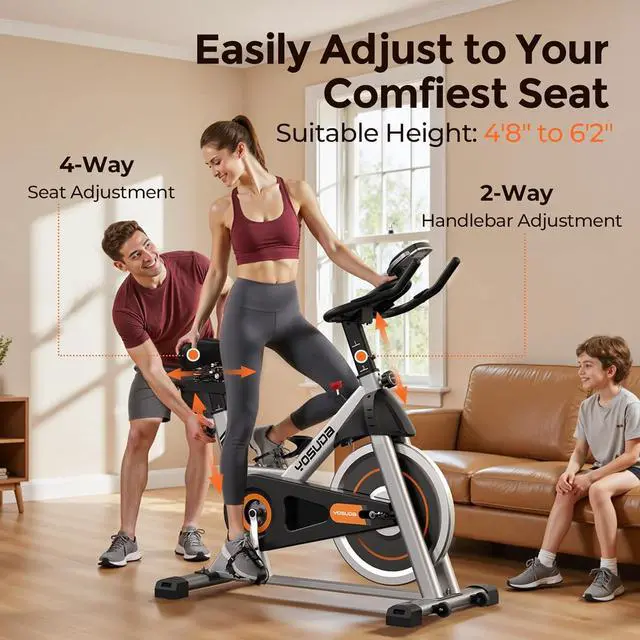 Alt view image 7 of 7 - YOSUDA Exercise Bike, Brake Pad Stationary Bike for Home with Exclusive App, Magnetic Indoor Cycling Bike with 300 lb Weight Capacity, Low Noise, Tablet Holder and Fitness Courses for Weight Loss