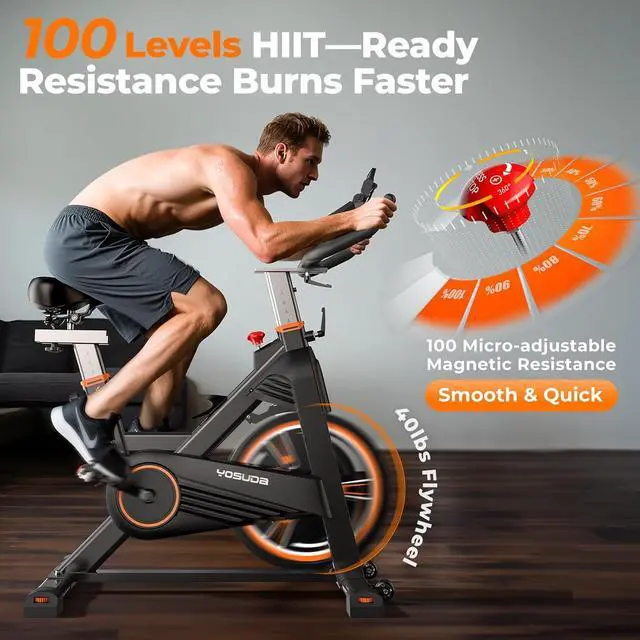 Alt view image 3 of 7 - YOSUDA PRO Magnetic Exercise Bike 350 lbs Weight Capacity - Indoor Cycling Bike Stationary with Comfortable Seat Cushion, Silent Belt Drive