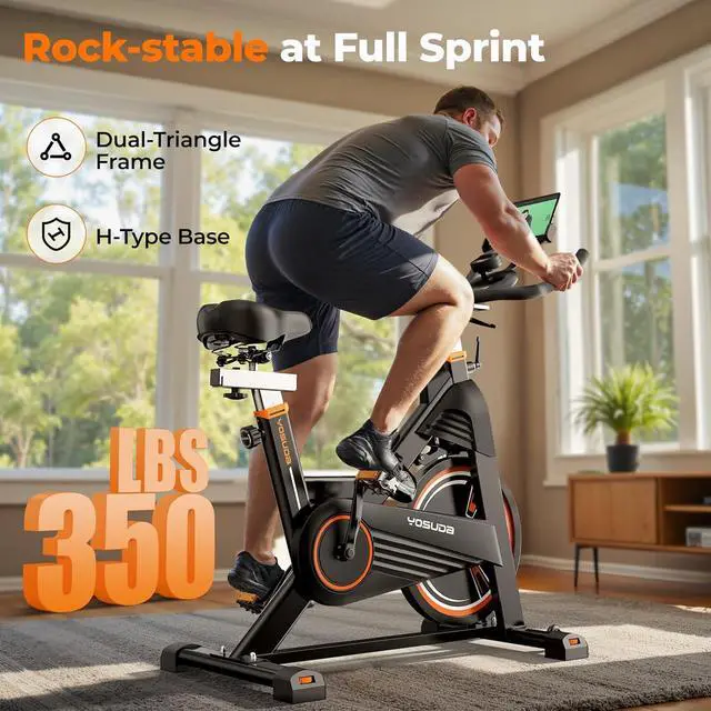 Alt view image 2 of 7 - YOSUDA PRO Magnetic Exercise Bike 350 lbs Weight Capacity - Indoor Cycling Bike Stationary with Comfortable Seat Cushion, Silent Belt Drive