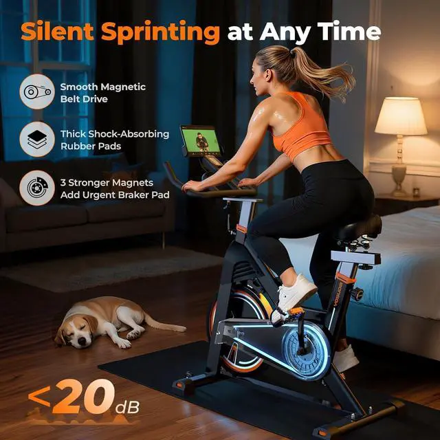 Alt view image 6 of 7 - YOSUDA PRO Magnetic Exercise Bike 350 lbs Weight Capacity - Indoor Cycling Bike Stationary with Comfortable Seat Cushion, Silent Belt Drive