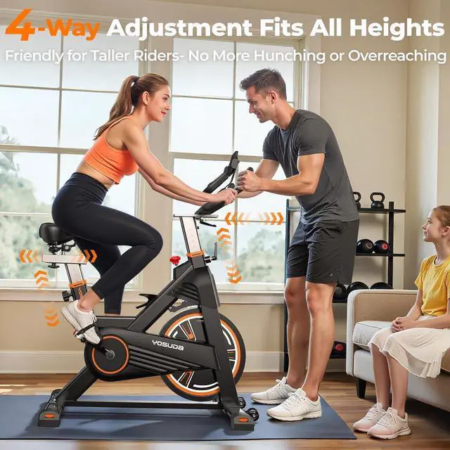 Alt view image 4 of 7 - YOSUDA PRO Magnetic Exercise Bike 350 lbs Weight Capacity - Indoor Cycling Bike Stationary with Comfortable Seat Cushion, Silent Belt Drive