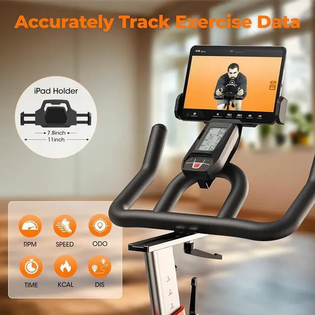 Alt view image 7 of 7 - YOSUDA PRO Magnetic Exercise Bike 350 lbs Weight Capacity - Indoor Cycling Bike Stationary with Comfortable Seat Cushion, Silent Belt Drive