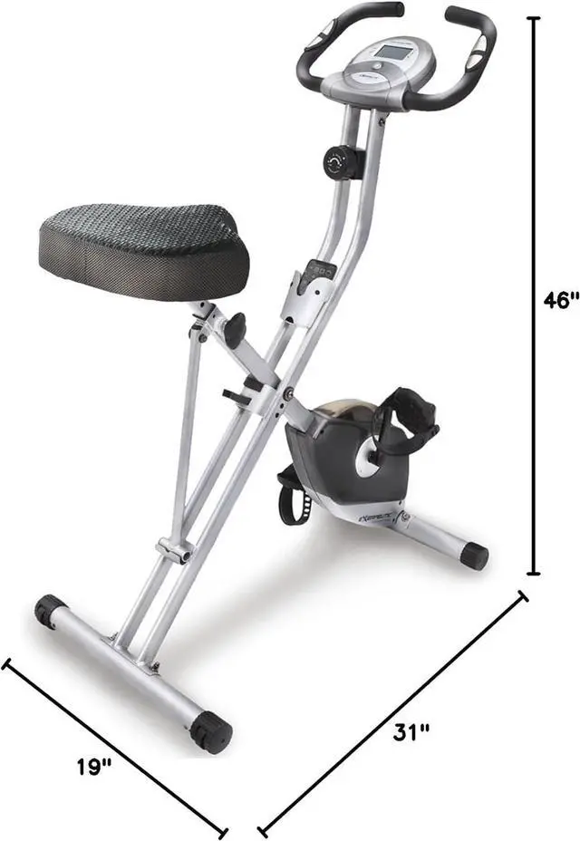 Alt view image 6 of 6 - Exerpeutic Foldable Exercise Bike, 8 levels of Resistance Stationary Bicycle with Airsoft Seat, LCD Display to Track Distance, Calories, Time and Speed
