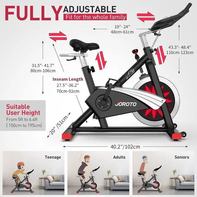 Alt view image 3 of 7 - JOROTO X2|X2PRO Exercise Bike, X4S Bluetooth Stationary Indoor Cycling Bike with Readable 100 Levels Magnetic Resistance, Plus 12.6 inch Tablet Bracket Exercise Bikes for Home
