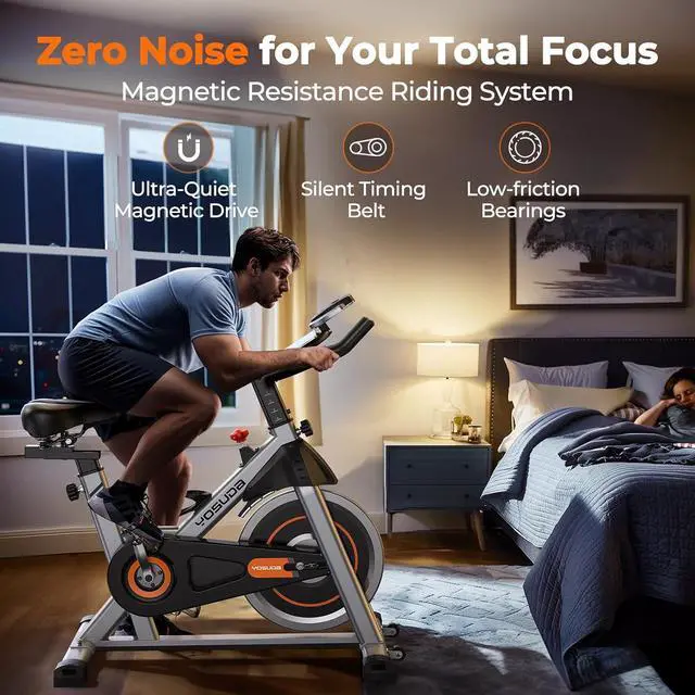 Alt view image 4 of 7 - YOSUDA Exercise Bike, Brake Pad Stationary Bike for Home with Exclusive App, Magnetic Indoor Cycling Bike with 300 lb Weight Capacity, Low Noise, Tablet Holder and Fitness Courses for Weight Loss