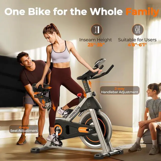 Alt view image 5 of 7 - YOSUDA Exercise Bike, Brake Pad Stationary Bike for Home with Exclusive App, Magnetic Indoor Cycling Bike with 300 lb Weight Capacity, Low Noise, Tablet Holder and Fitness Courses for Weight Loss