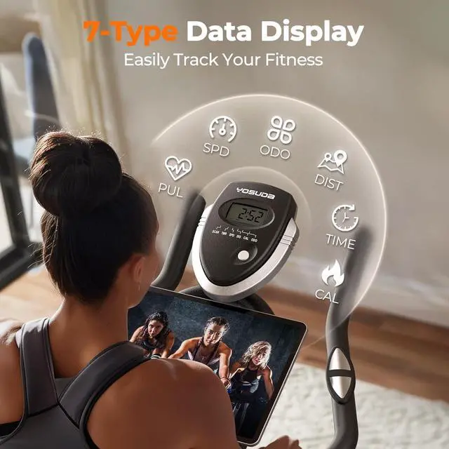 Alt view image 6 of 7 - YOSUDA Exercise Bike, Brake Pad Stationary Bike for Home with Exclusive App, Magnetic Indoor Cycling Bike with 300 lb Weight Capacity, Low Noise, Tablet Holder and Fitness Courses for Weight Loss
