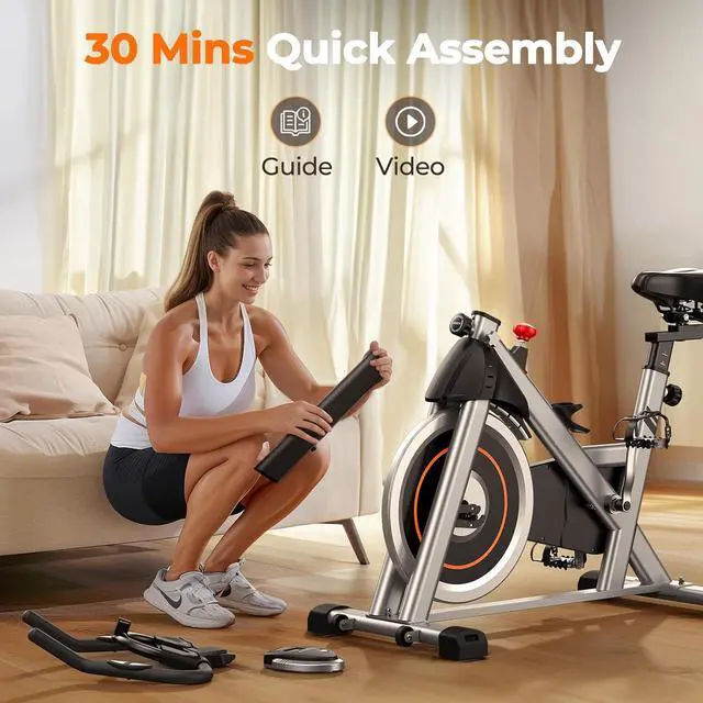 Alt view image 7 of 7 - YOSUDA Exercise Bike, Brake Pad Stationary Bike for Home with Exclusive App, Magnetic Indoor Cycling Bike with 300 lb Weight Capacity, Low Noise, Tablet Holder and Fitness Courses for Weight Loss
