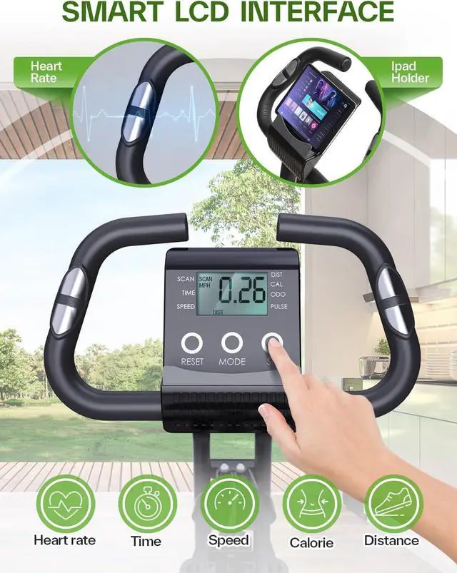 Alt view image 7 of 7 - Foldable Exercise Bike Stationary Bike, Sportneer 4 in 1 Indoor Cycling Bike with 16 Level Magnetic Resistance Training Bike with Arm Resistance Band PVC Floor Mat Fitness Bike for Home Gym Workout