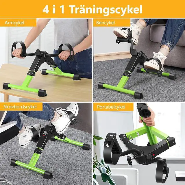 Alt view image 3 of 7 - Pedal Exerciser Desk Exercise Bike Leg and Arm Bike with LCD Monitor Foldable (black/green)