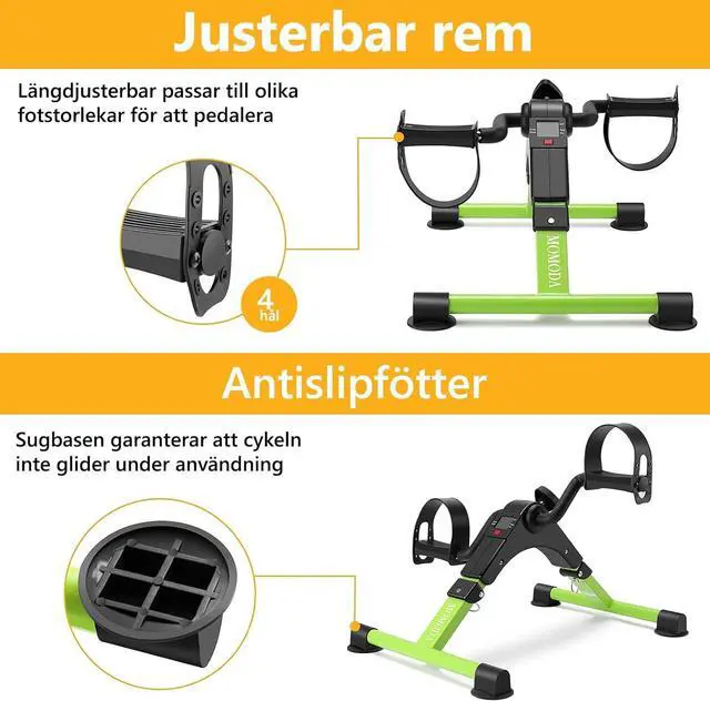 Alt view image 7 of 7 - Pedal Exerciser Desk Exercise Bike Leg and Arm Bike with LCD Monitor Foldable (black/green)