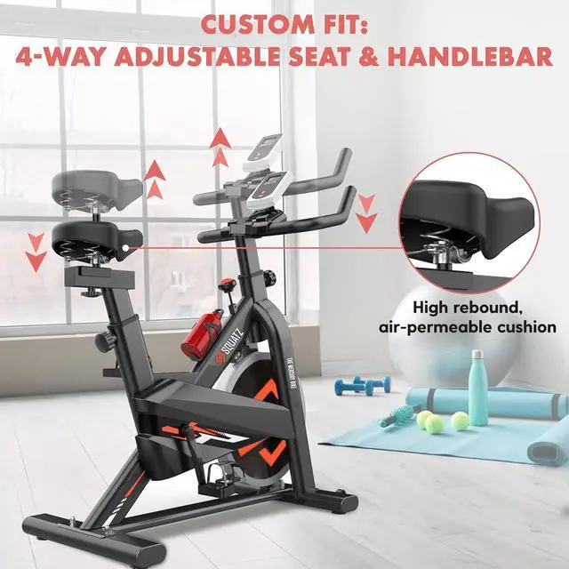 Alt view image 4 of 7 - SQUATZ Stationary Cycling Bike Exerciser - Indoor Exercise Bicycle With Training Console, 4-Way Adjustable Seat and Handlebar, 8 Resistance Levels, Workout Equipment for Home Gym
