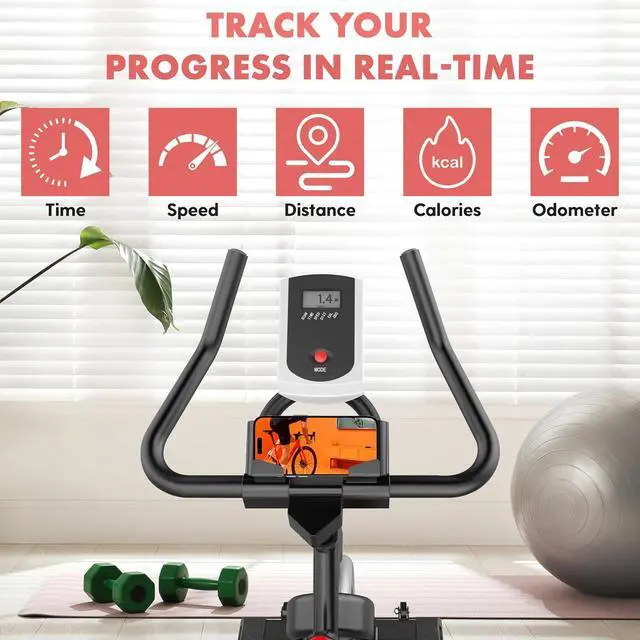 Alt view image 5 of 7 - SQUATZ Stationary Cycling Bike Exerciser - Indoor Exercise Bicycle With Training Console, 4-Way Adjustable Seat and Handlebar, 8 Resistance Levels, Workout Equipment for Home Gym