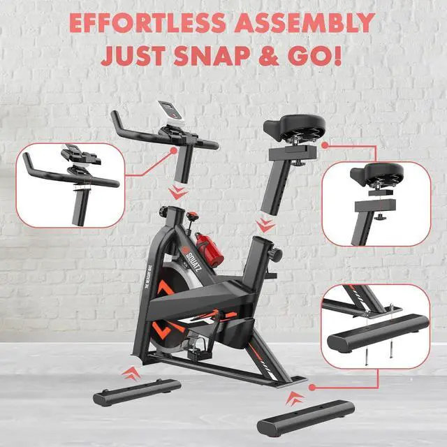 Alt view image 6 of 7 - SQUATZ Stationary Cycling Bike Exerciser - Indoor Exercise Bicycle With Training Console, 4-Way Adjustable Seat and Handlebar, 8 Resistance Levels, Workout Equipment for Home Gym