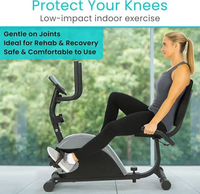 Alt view image 3 of 7 - Vive Recumbent Exercise Bike - Stationary Recumbent Exercise Cycle Device for Seniors, Adults, Men and Women - Indoor Fitness Equipment - at Home Cycling, Adjustable Resistances, Digital Display