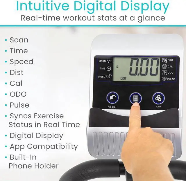 Alt view image 6 of 7 - Vive Recumbent Exercise Bike - Stationary Recumbent Exercise Cycle Device for Seniors, Adults, Men and Women - Indoor Fitness Equipment - at Home Cycling, Adjustable Resistances, Digital Display