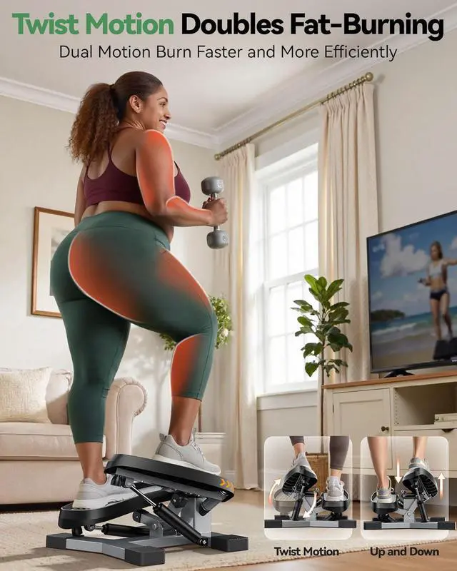 Alt view image 2 of 7 - Sportsroyals Stair Stepper,Twist/Mini Stepper for Exercise at Home,Step Machine with Resistance Bands for Full Body Workout, 350lbs+ Capacity