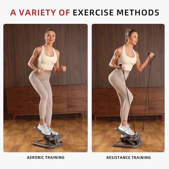 Alt view image 2 of 7 - DHT Steppers for Exercise at Home, Mini Stair Stepper with Resistance Band, Workout Equipment with LCD Monitor, Fitness Stepper for Cardio Full Body Workout, for Home Gym(No Resistance Adjustment)