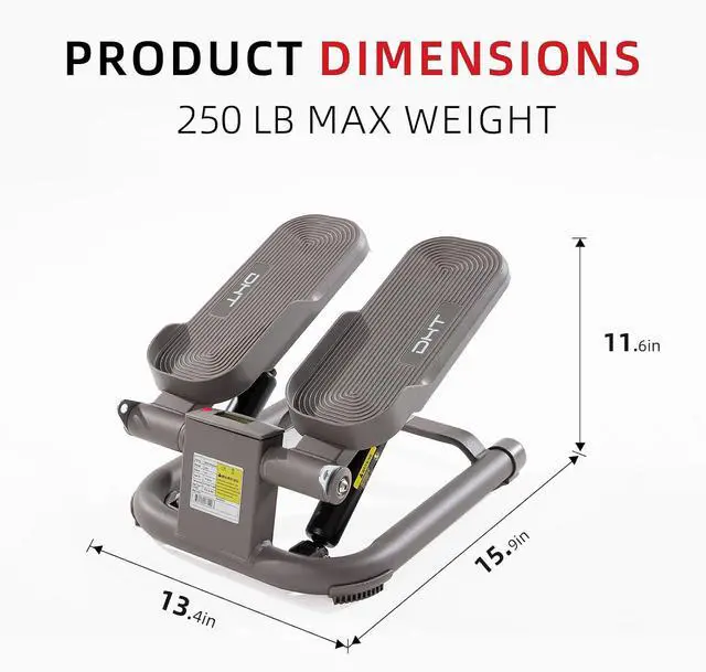 Alt view image 7 of 7 - DHT Steppers for Exercise at Home, Mini Stair Stepper with Resistance Band, Workout Equipment with LCD Monitor, Fitness Stepper for Cardio Full Body Workout, for Home Gym(No Resistance Adjustment)