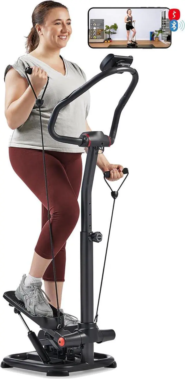 Main image of Sunny Health & Fitness 2-in-1 Premium Power Stepper with Resistance Bands, Low-Impact Cardio, Space-Saving, Height-Adjustable, with Enhanced Bluetooth Connectivity with Free SunnyFit App