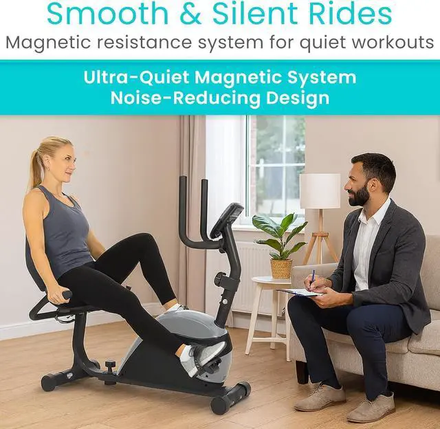 Alt view image 4 of 7 - Vive Recumbent Exercise Bike - Stationary Recumbent Exercise Cycle Device for Seniors, Adults, Men and Women - Indoor Fitness Equipment - at Home Cycling, Adjustable Resistances, Digital Display
