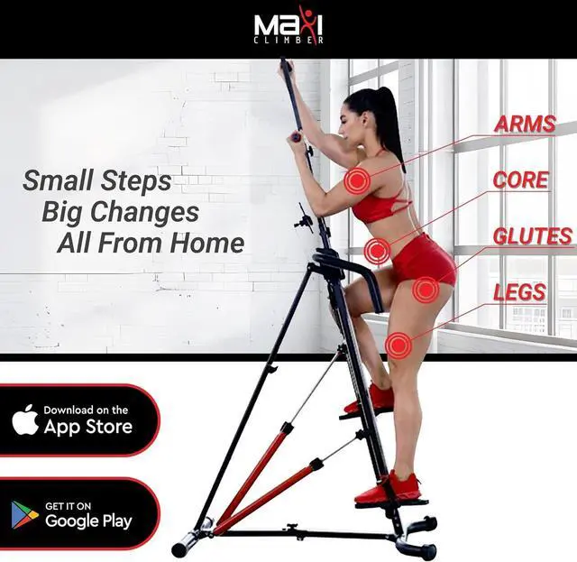 Alt view image 5 of 7 - MaxiClimber XL Vertical Climbers - The Original Compact, Mountain Climber, Stair Stepper Exercise Machines - XL-2000 HRS (Hydraulic Resistance System, 12 Level) - Free Coach-led Classes & Fitness App