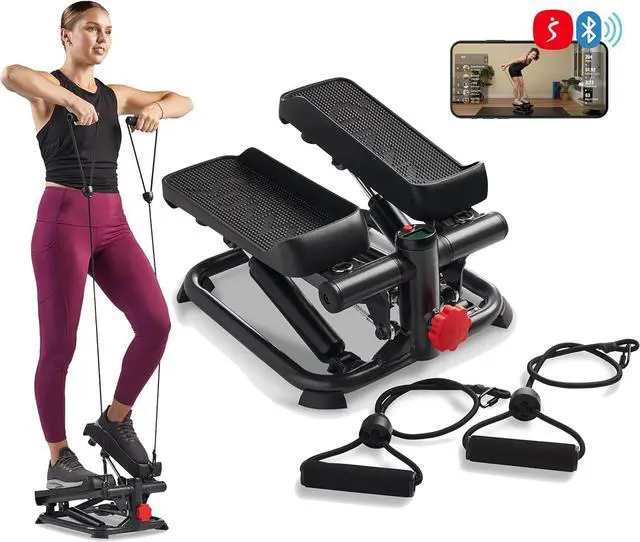 Main image of Sunny Health & Fitness Mini Steppers for Exercise at Home, Stair Step Workout Machine, Full Body Cardio Equipment, with Optional Free SunnyFit App Connection and Resistance Band