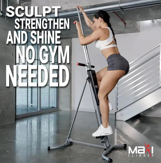 Alt view image 3 of 7 - MaxiClimber 2.0 Vertical Climber ERS (Elastic Resistance System) - Easy to Assemble, Folding Exercise Machine Combines Cardio & Strength Training for a Low Impact, Full Body Workout - Free Fitness App