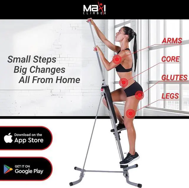 Alt view image 5 of 7 - MaxiClimber 2.0 Vertical Climber ERS (Elastic Resistance System) - Easy to Assemble, Folding Exercise Machine Combines Cardio & Strength Training for a Low Impact, Full Body Workout - Free Fitness App