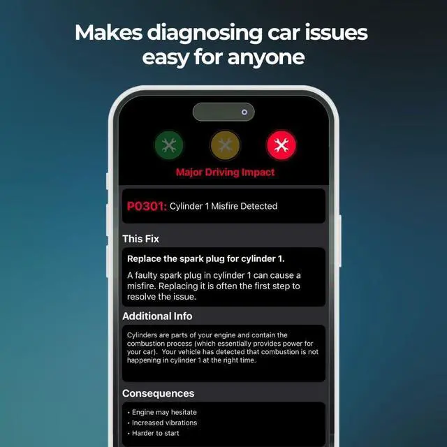 Alt view image 4 of 7 - FIXD Bluetooth OBD2 Scanner for Car - Car Code Readers & Scan Tools for iPhone/Android - Wireless OBD2 Auto Diagnostic Tool - Check Engine & Fix All Vehicles 1996+ (1 Pack w/Free FIXD Premium Trial)