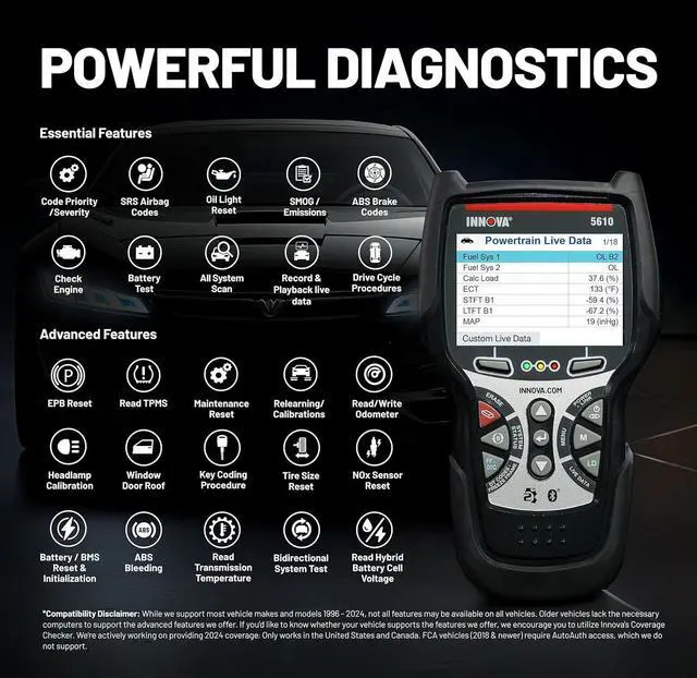 Alt view image 7 of 7 - Innova 5610 OBD2 Bidirectional Scan Tool - Understand Your Vehicle, Pinpoint What's Wrong, and Complete Your Repairs with Less Headache, Updates Included, US-Based Technical Support