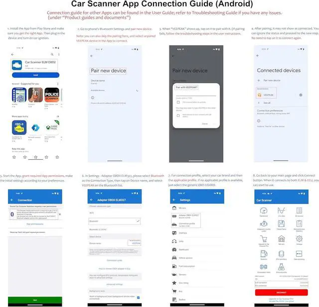 Alt view image 7 of 7 - Veepeak OBDCheck BLE Bluetooth OBD II Scanner Car Check Engine Light Code Reader, Auto Dual Mode Bluetooth Diagnostic Scan Tool for iOS & Android