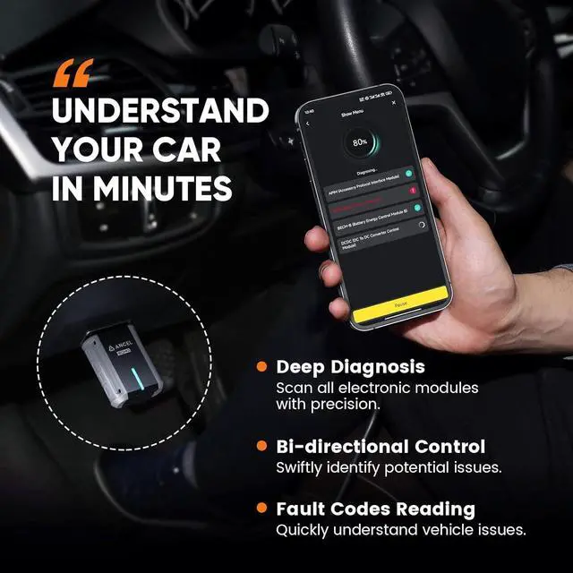 Alt view image 2 of 7 - ANCEL Echo OBD2 Scanner Bluetooth - All Systems Code Reader, Car Diagnostic Tool for iOS Android, Vehicle Scanner for Oil Light & Brake Reset, Battery Registration - Bidirectional Scan Tool, Live Data