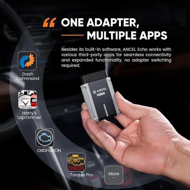 Alt view image 7 of 7 - ANCEL Echo OBD2 Scanner Bluetooth - All Systems Code Reader, Car Diagnostic Tool for iOS Android, Vehicle Scanner for Oil Light & Brake Reset, Battery Registration - Bidirectional Scan Tool, Live Data