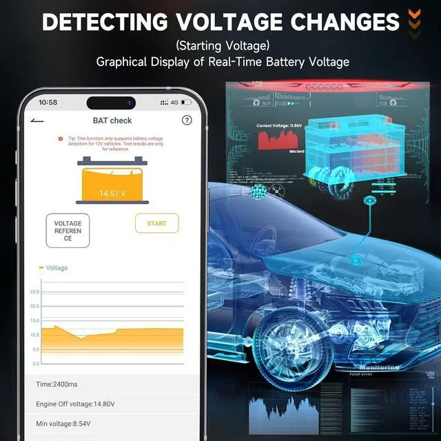 Alt view image 4 of 7 - ANCEL BD200 OBD2 Scanner Bluetooth - Code Reader & Check Engine Diagnostic Scan Tools with Car Battery Test, Exclusive App On iOS & Android, Wireless OBDII Adapter Works for 1996 & Newer Vehicles